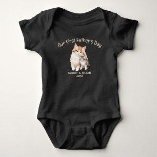 Our First Father's Day,Baby cat custom name kitty  Baby Bodysuit