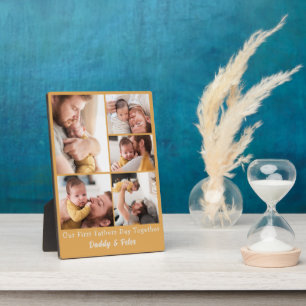 Our First Fathers day boy photo collage Plaque