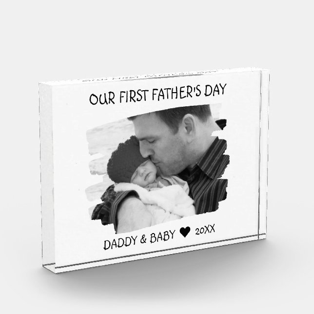 Our First Fathers Day New Dad Baby Photo Keepsake (Left)