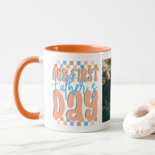 Our First Father's Day Retro Custom Photo Mug