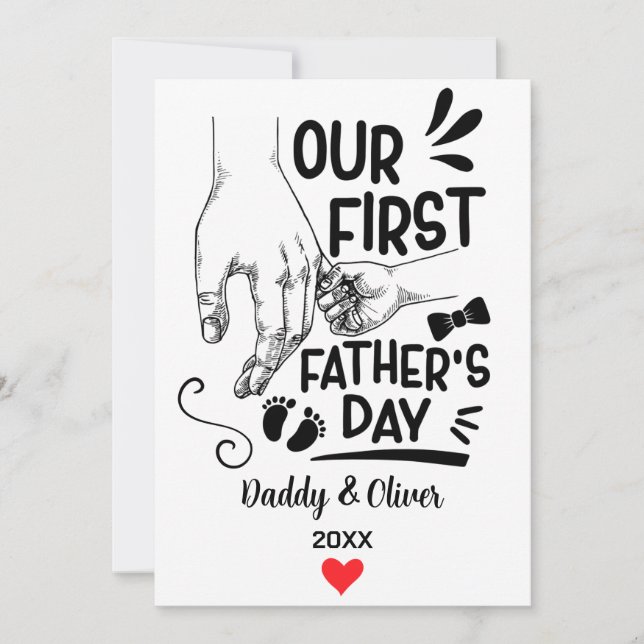 Our First Father's Day together 2023, Custom Names Holiday Card (Front)