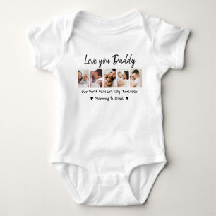 Our First Father's Day Together 5 Photo Collage Baby Bodysuit