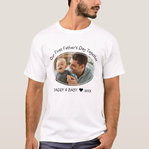 Our First Fathers Day Together Dad Baby Photo T-Shirt