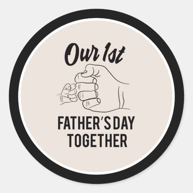 Our first Father's Day word art Classic Round Sticker (Front)