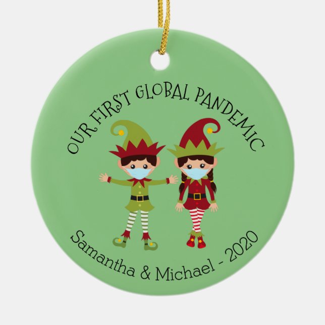 Our First Global Pandemic 2020 Elf Chritsmas Ceramic Ornament (Front)