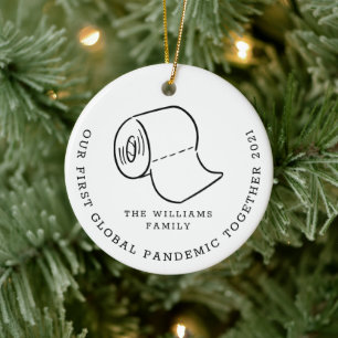 Our First Global Pandemic Christmas Holiday Photo Ceramic Ornament