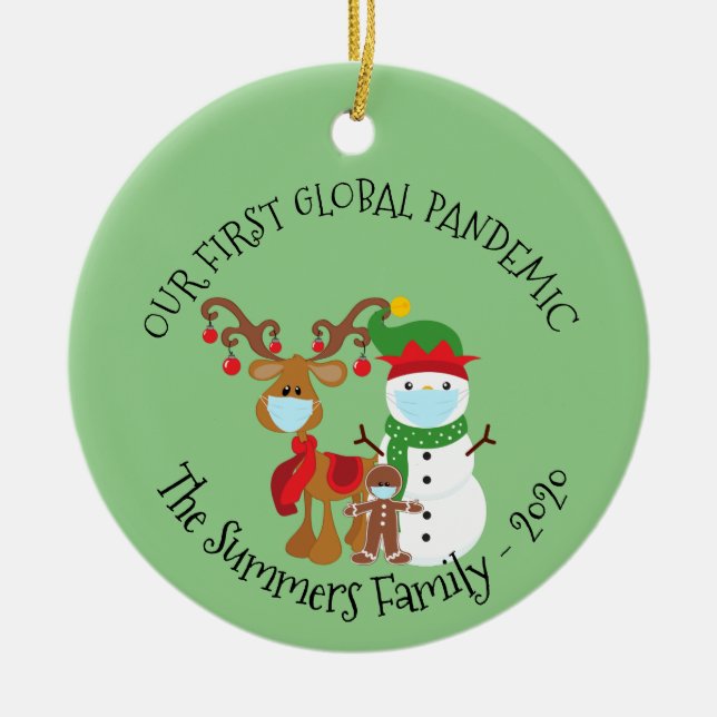 Our first Global Pandemic Custom Snowman 2020 Ceramic Ornament (Front)
