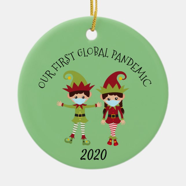 Our first Global Pandemic Elf 2020 With Name Ceramic Ornament (Front)
