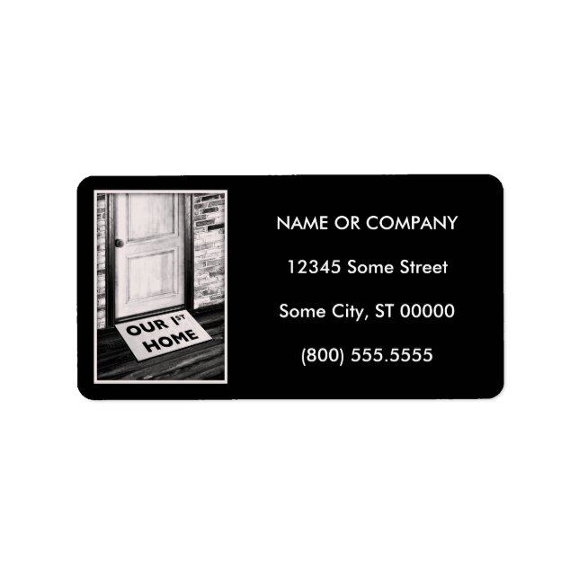 our first home door mat photograph label (Front)