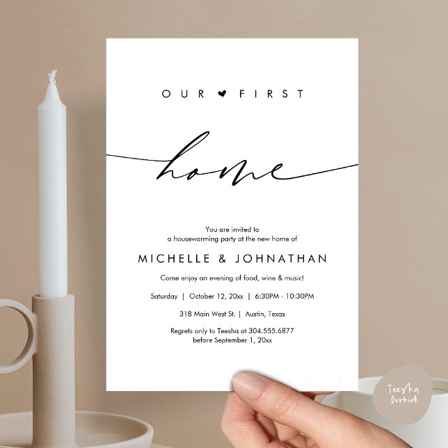Our first home, Housewarming party celebration Invitation (Our first home, Housewarming party celebration Invitation Card, PDF, Black and White)