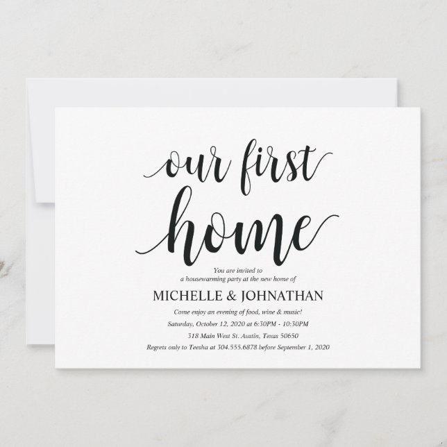 Our first home Housewarming party invitation cards (Front)