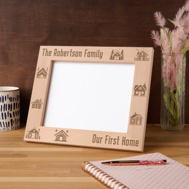 Our First Home New House Custom Family Name 10x8 Etched Frames (Left)