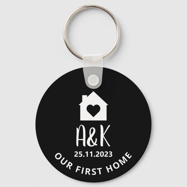 Our First Home Personalized Couples Keychain (Front)