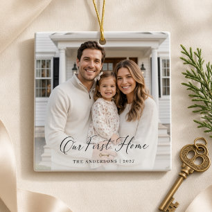 Our First Home Personalized Family Photo New Home Ceramic Ornament