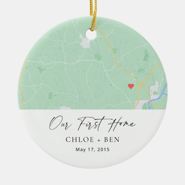 Our First Home Personalized Home Map Ceramic Ornament (Front)