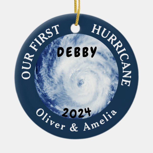 Our First Hurricane Debby Custom Florida City Name Ceramic Ornament (Front)