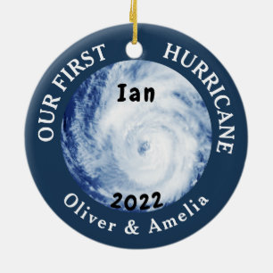 Our First Hurricane Ian Custom Florida City Name Ceramic Ornament