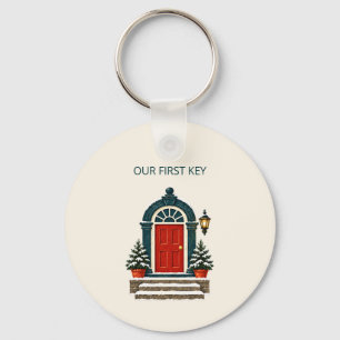 Our First Key Red Door New Home Keychain