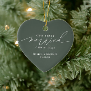 Our First Married Christmas Newlywed  Ceramic Ornament