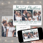 Our First Married Christmas Newlyweds Photos Green Holiday Card<br><div class="desc">Send joyful holiday wishes as a new Mr. & Mrs! Celebrate marriage as newlyweds and share four of your favourite wedding pictures with a stylish custom photo collage "Our First Married Christmas" holiday card. All text on this template is simple to personalize to include any wording, such as Merry and...</div>