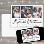 Our First Married Christmas Wedding Photo Collage Holiday Card<br><div class="desc">Send joyful holiday wishes as a new Mr. & Mrs! Celebrate marriage as newlyweds and share three of your favourite wedding pictures with a stylish custom photo collage "Our First Married Christmas" holiday card. All text on this template is simple to personalize to include any wording, such as Merry and...</div>