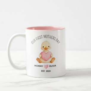 Our First Mother’s Day Duck Mug, New Mom Gift Two-Tone Coffee Mug