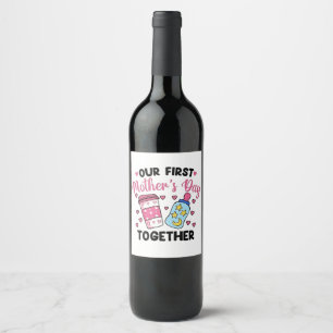 Our First Mother’s Day Together Couples Marriage Wine Label