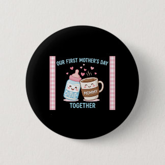 Our First Mother’s Day Together New Mom Mommy Funn 2 Inch Round Button