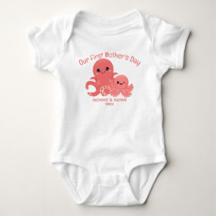 Our First Mother's Day, Baby Octopus custom name Bodysuit