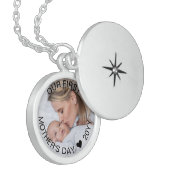 Our First Mothers Day Custom Year Photo Locket Necklace (Front Left)