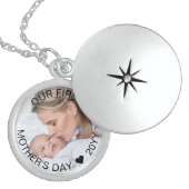 Our First Mothers Day Custom Year Photo Locket Necklace (Front)