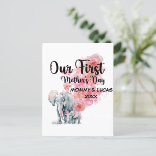 Our First Mother's Day Mom And Baby Elephants Postcard