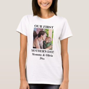 Our First Mother's Day, Personalized Photo & Name T-Shirt