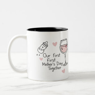 Our First Mother's Day – Soft Romantic Graphic Two-Tone Coffee Mug