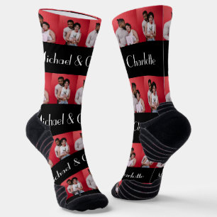 Our First Valentine's Day as Mr and Mrs Photo Socks