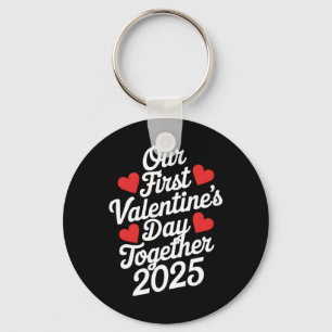 Our First Valentines Day Together 2025 Couples Mat Keychain