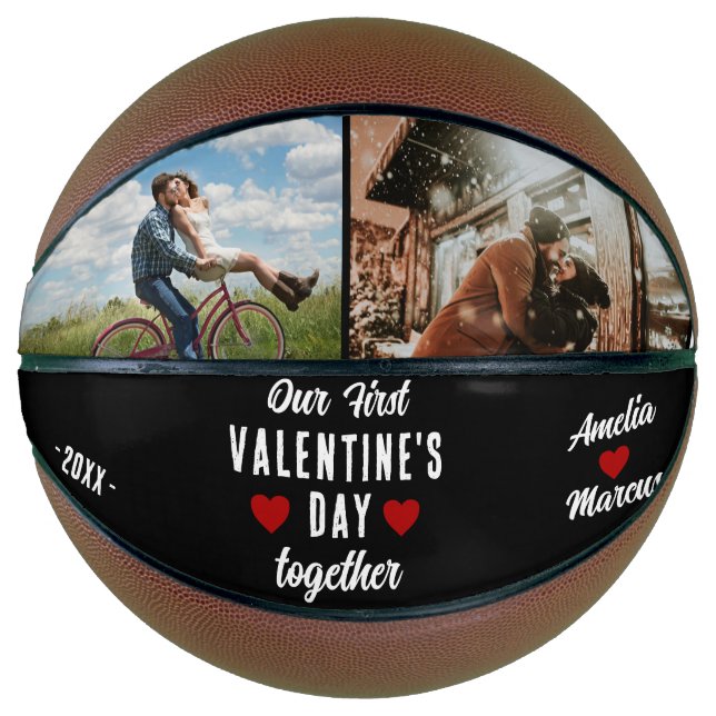 Our First Valentine's Day Together 2 Photos Black Basketball (Front)