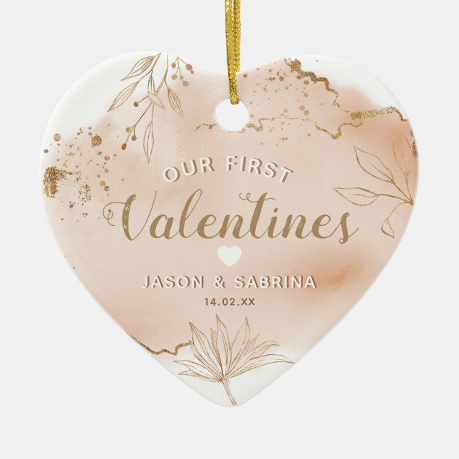 Our first Valentines Gift | Personalized Photo Ceramic Ornament (Front)