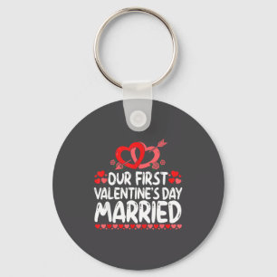 Our First Valentines Married Husband Wife  Keychain