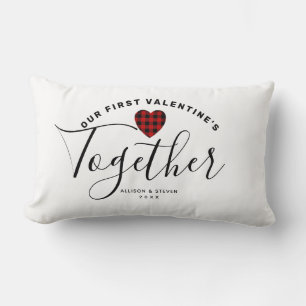 Our First Valentines Together Heart Personalized Lumbar Pillow