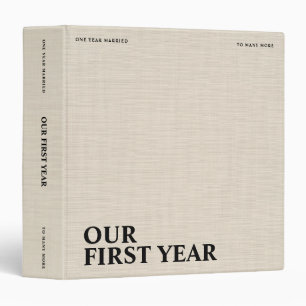 Our First Year Wedding Beige Linen Creme Texture Binder
