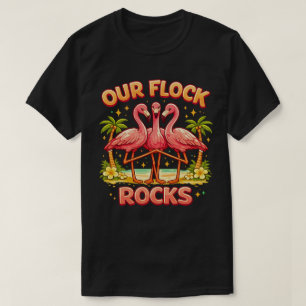 Our Flock Rocks Cute Flamingo Matching T-Shirt