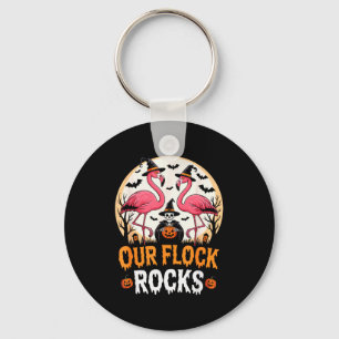 Our Flock Rocks Flamingo Halloween Costume Matchin Keychain