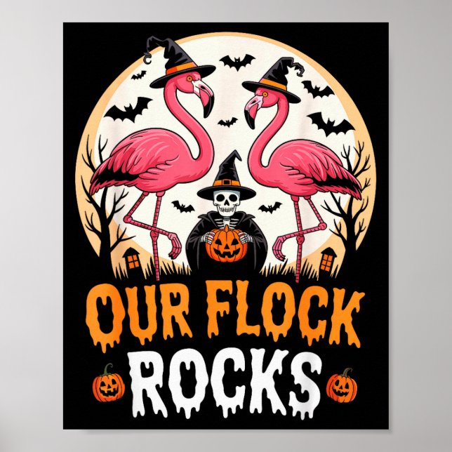 Our Flock Rocks Flamingo Halloween Costume Matchin Poster (Front)