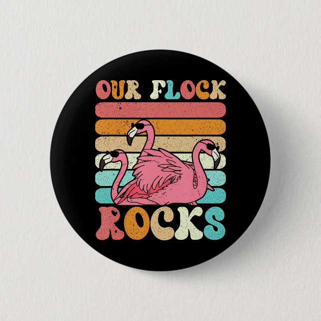 Our Flock Rocks Flamingo Matching Family Vacation 2 Inch Round Button (Front)