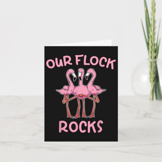 Our Flock Rocks Flamingo Matching Family Vacation  Card (Front)