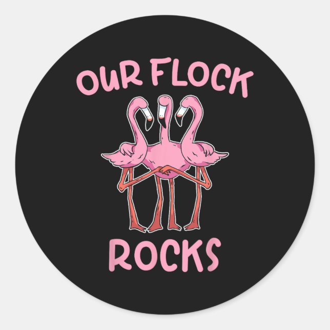 Our Flock Rocks Flamingo Matching Family Vacation  Classic Round Sticker (Front)