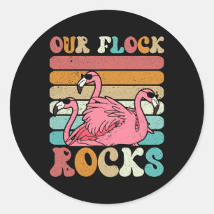 Our Flock Rocks Flamingo Matching Family Vacation Classic Round Sticker