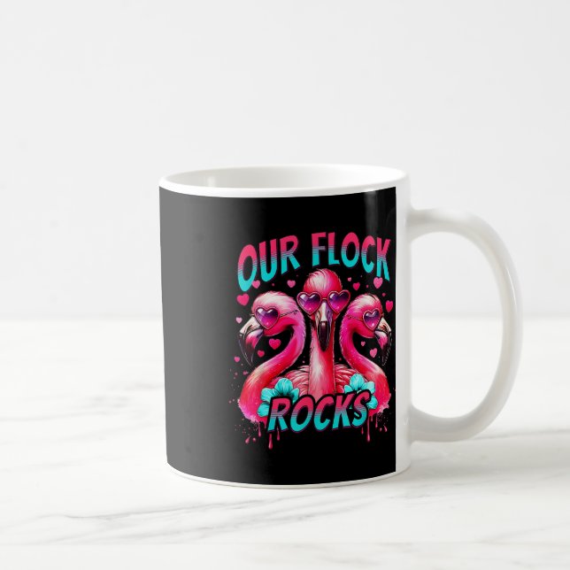 Our Flock Rocks Flamingo Matching Family Vacation  Coffee Mug (Right)