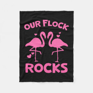 Our Flock Rocks Flamingo Matching Family Vacation Fleece Blanket